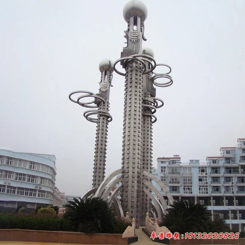 不銹鋼龍柱，廣場不銹鋼雕塑