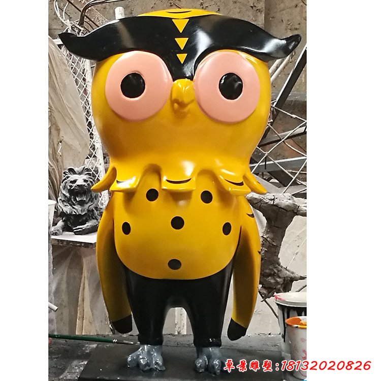 新品玻璃鋼貓頭鷹雕塑樹脂彩繪貓頭鷹廣場商場商業美陳公園擺件74375