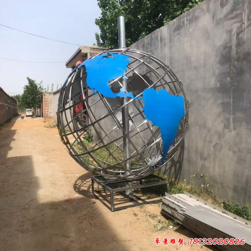 企業不銹鋼地球儀雕塑 (2)