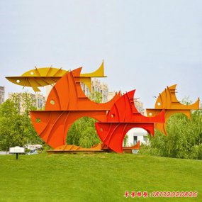 不銹鋼魚(yú)抽象雕塑