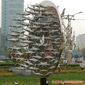 抽象不銹鋼魚(yú)雕塑