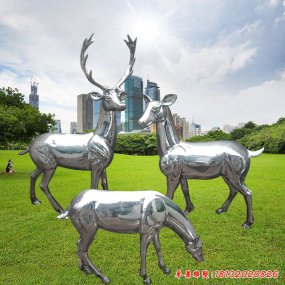 不銹鋼鹿校園雕塑