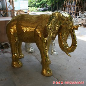 雕刻不銹鋼金色大象
