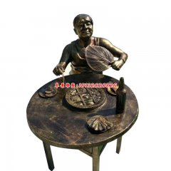 吃飯人物銅雕塑