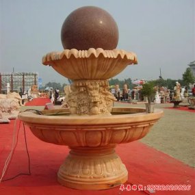 晚霞紅噴泉石雕